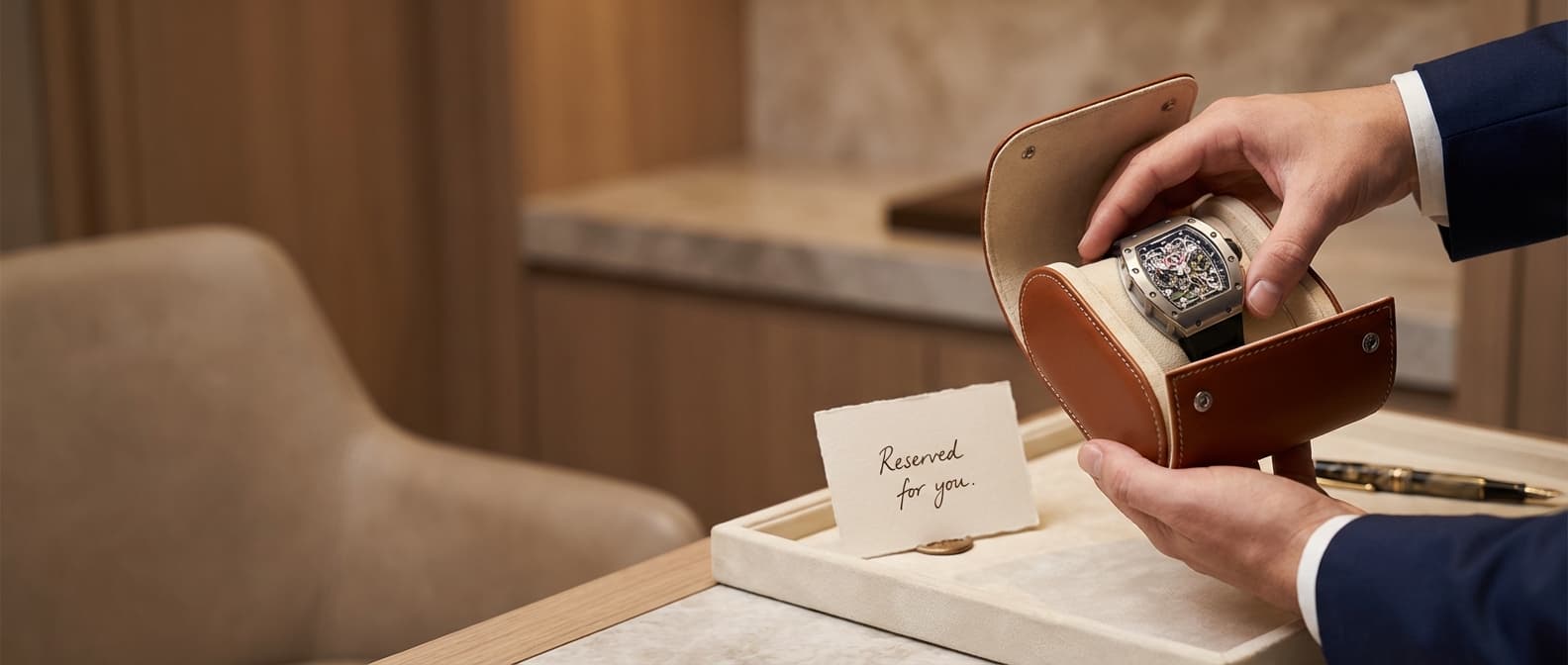 White-glove watch presentation with Reserved for you card
