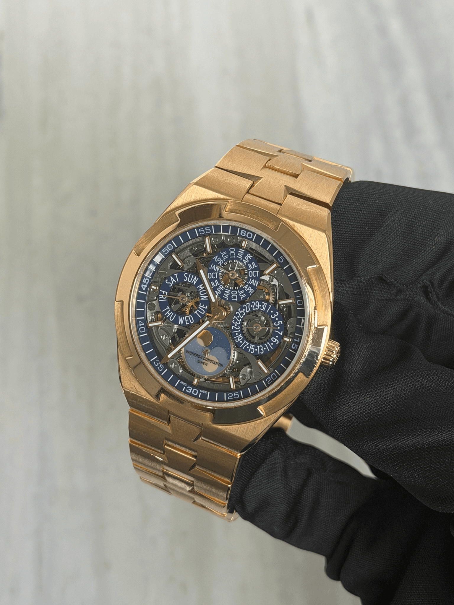 Vacheron Constantin Overseas Perpetual Calendar skeleton rose gold on bracelet